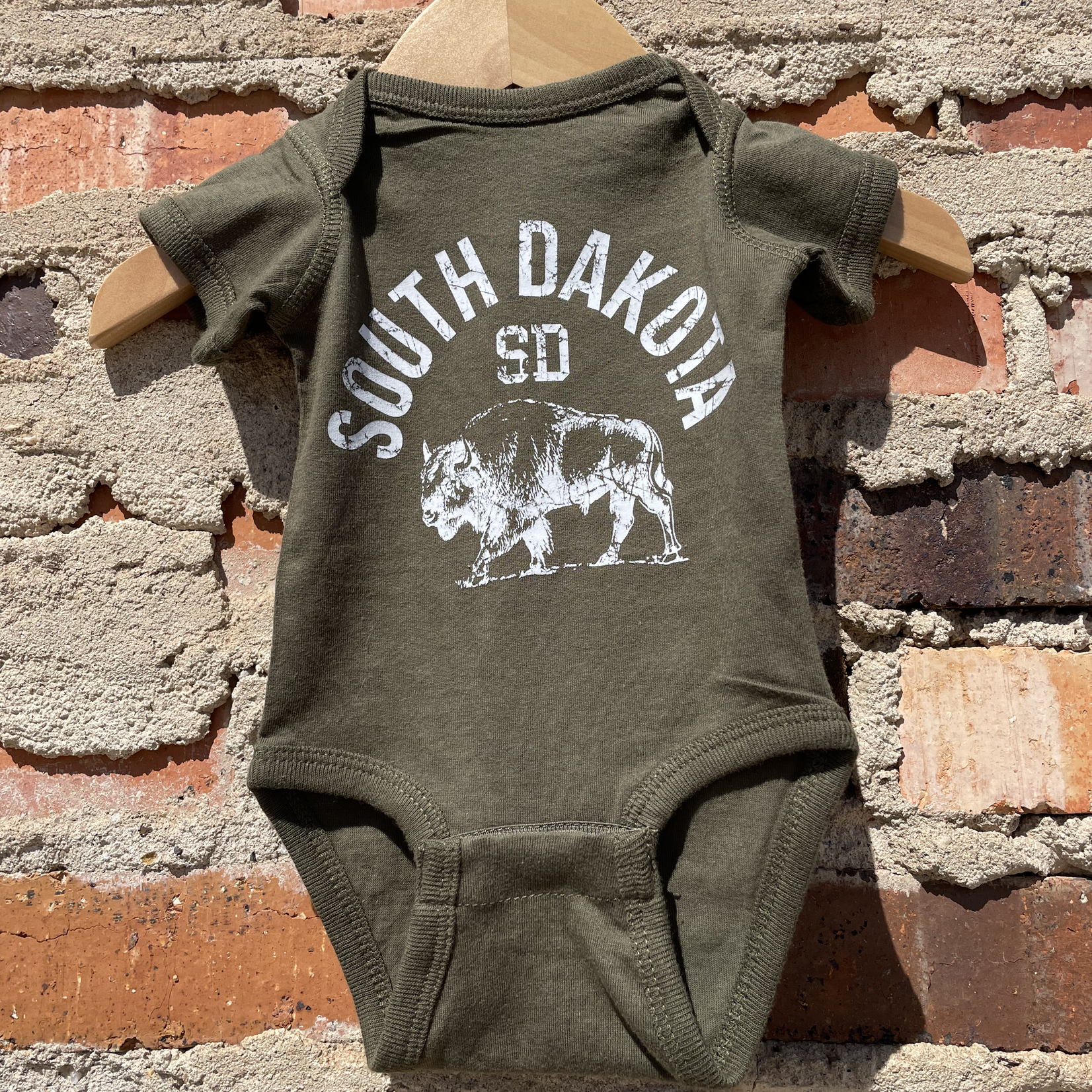 Shamaim South Dakota Baby Onesie - Military Green