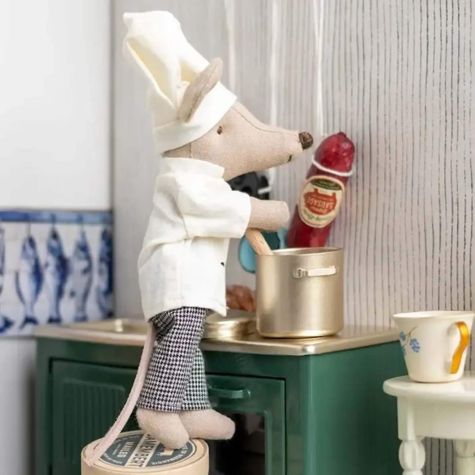Maileg Chef Mouse w. Soup Pot and Spoon
