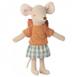 Maileg Big Sister With Bag | Tricycle Mouse Old Rose