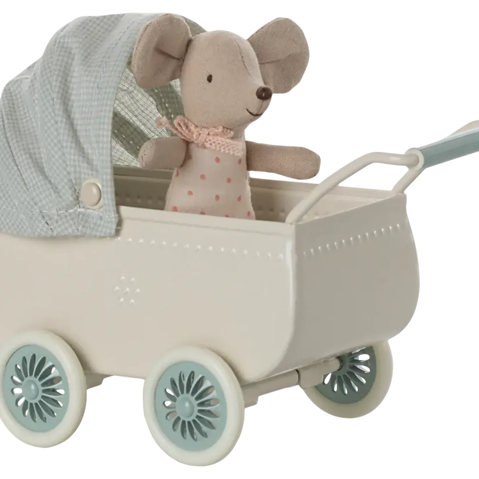 Maileg Pram with Baby Mouse - Mint