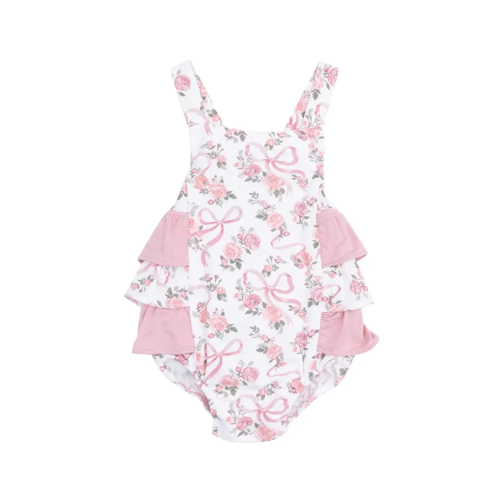 Angel Dear Ruffle Sunsuit | Ribbon and Flowers