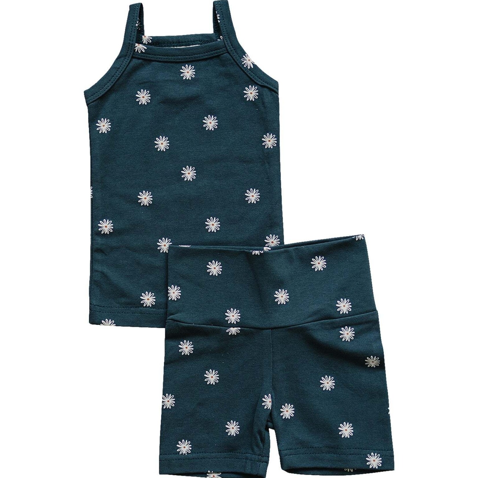 Mebie Baby Tank + Biker Shorts Baby | Navy Daisies