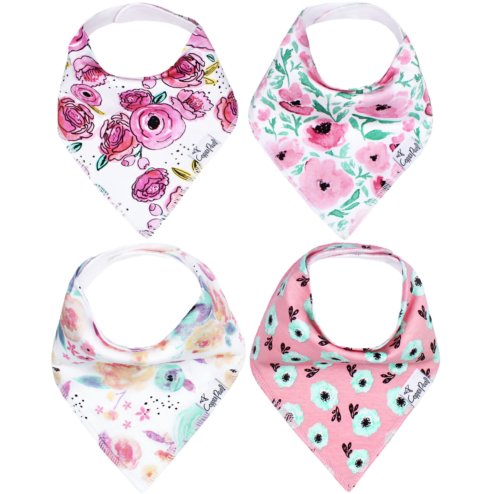 Copper Pearl Baby Bandana Bibs - Bloom Set - 4 pack