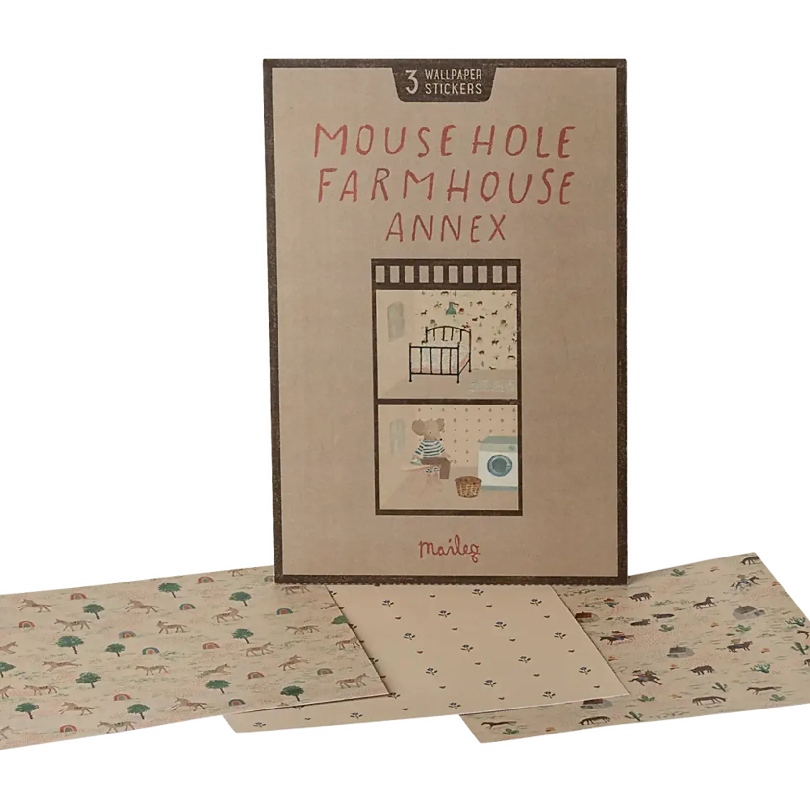 Maileg .Wallpaper, Mouse hole Farmhouse - Annex