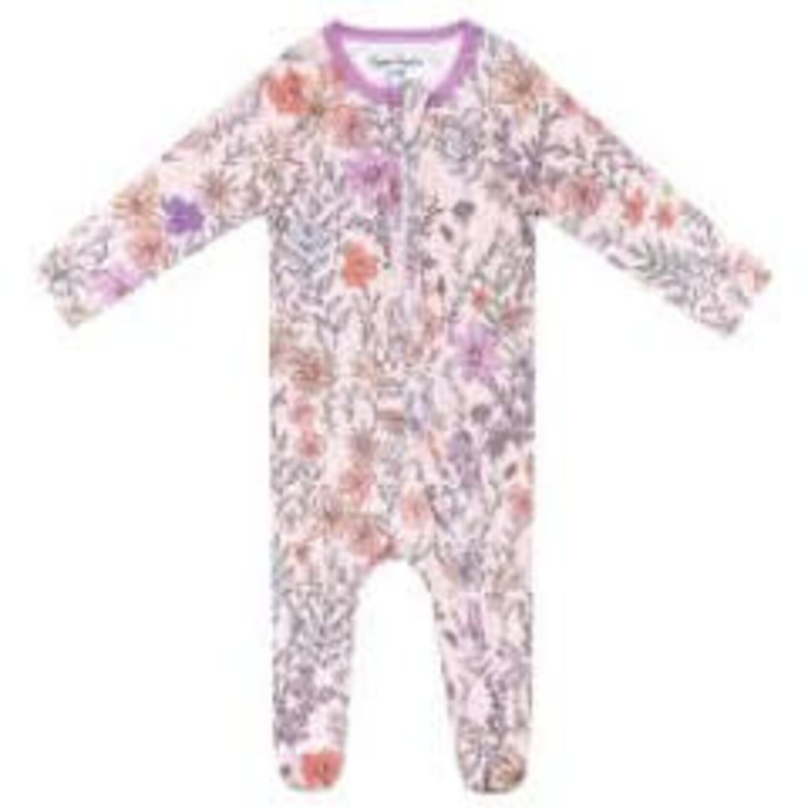 Copper Pearl Zipper Footie - Flora