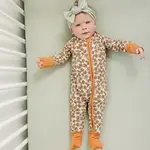 Mebie Baby Bamboo Zipper Romper - Cream Magnolia
