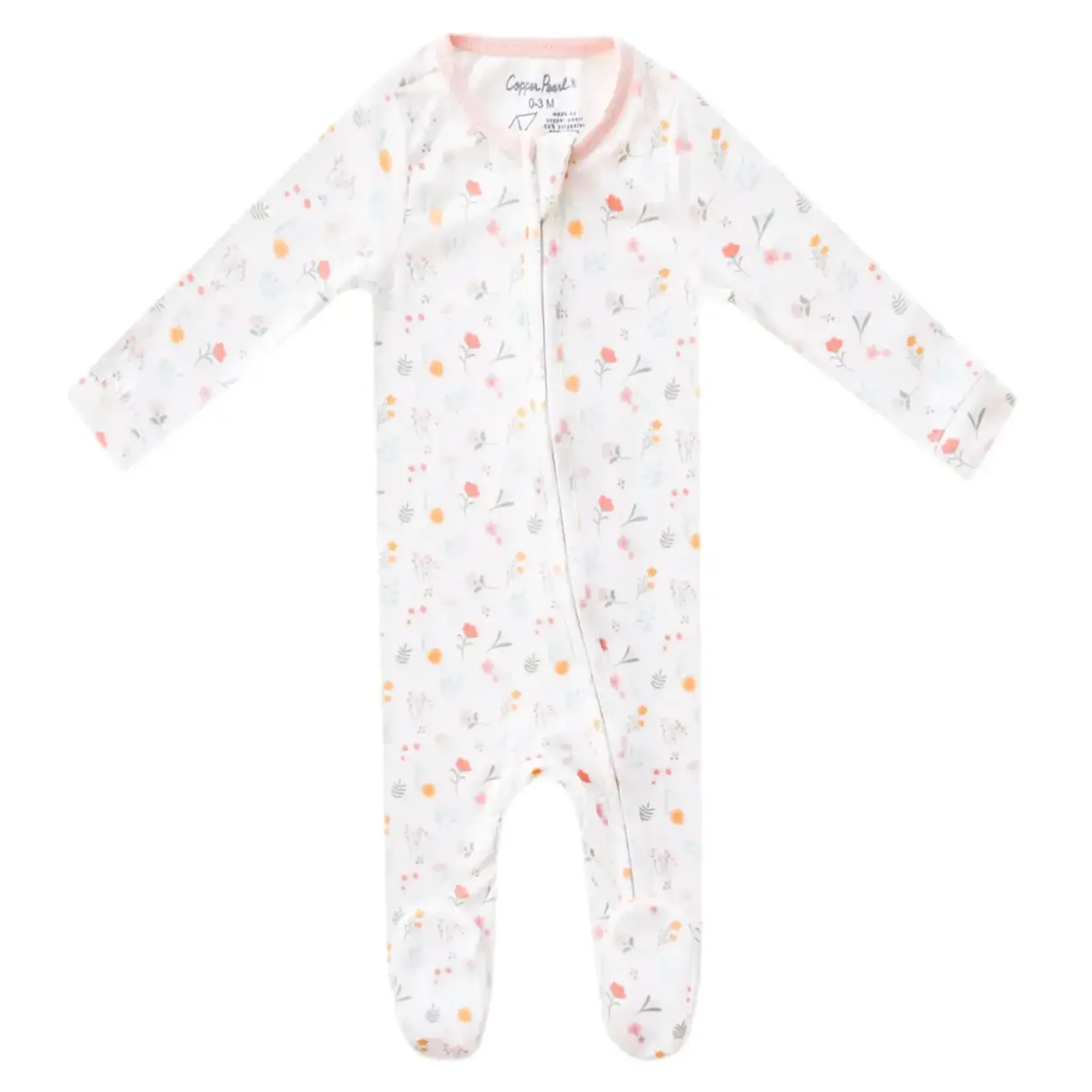 Copper Pearl Zipper Footie - Mabel