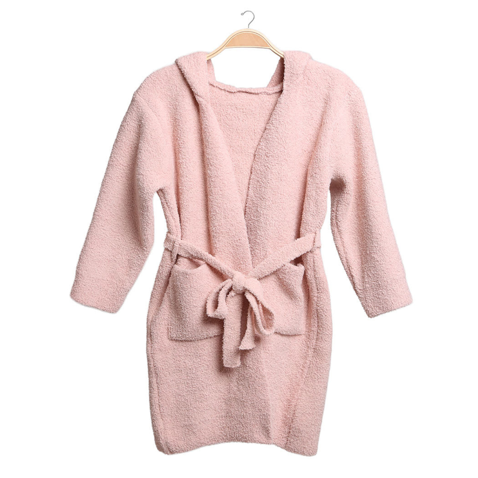 Fashion City Children's Solid Luxury Soft Hooded Robe w/ Pocket | Pink