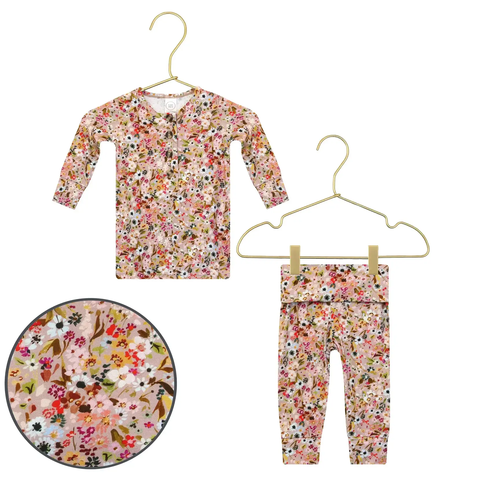 Lou Lou and Company Top + Bottoms Set - Penelope (mauve wildflower)
