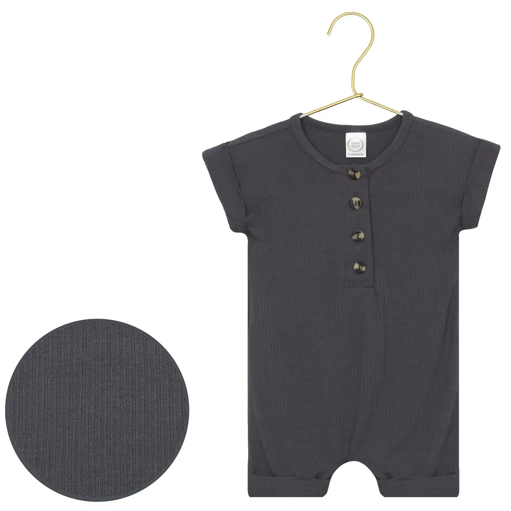 Lou Lou and Company Romper - Hudson Ribbed (Charcoal) NB-3M