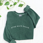 Oat Collective Sweatshirt | Pray Wait Trust | Mineral Forest