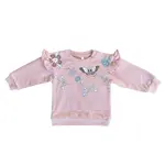babysprouts clothing company Ruffle Kids Sweatshirt | Misty Rose Butterfly