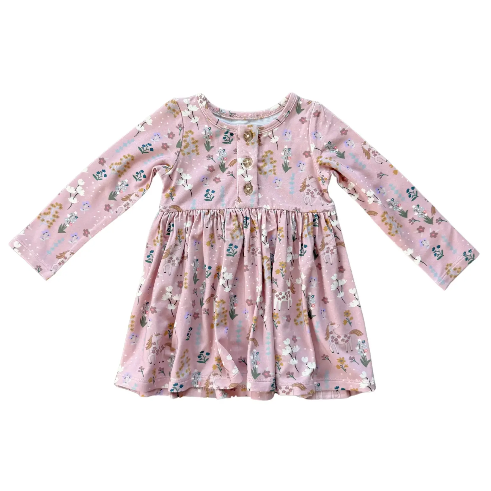 babysprouts clothing company Long Sleeve Henley Dress | Unicorn