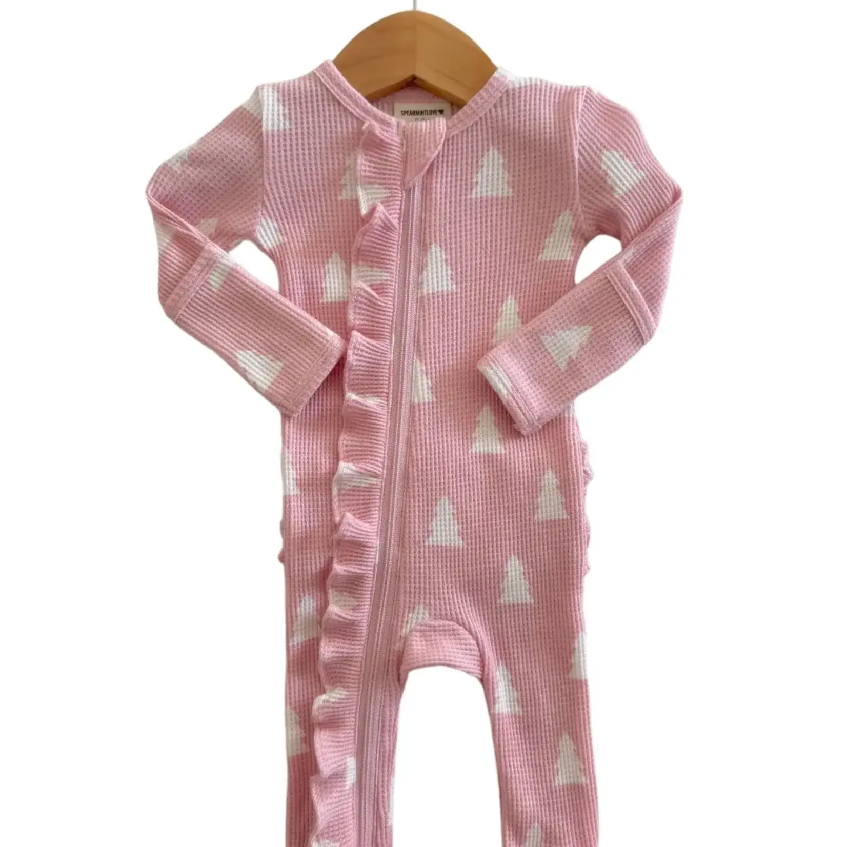 SpearmintLOVE Organic Waffle Ruffle Zip Footie