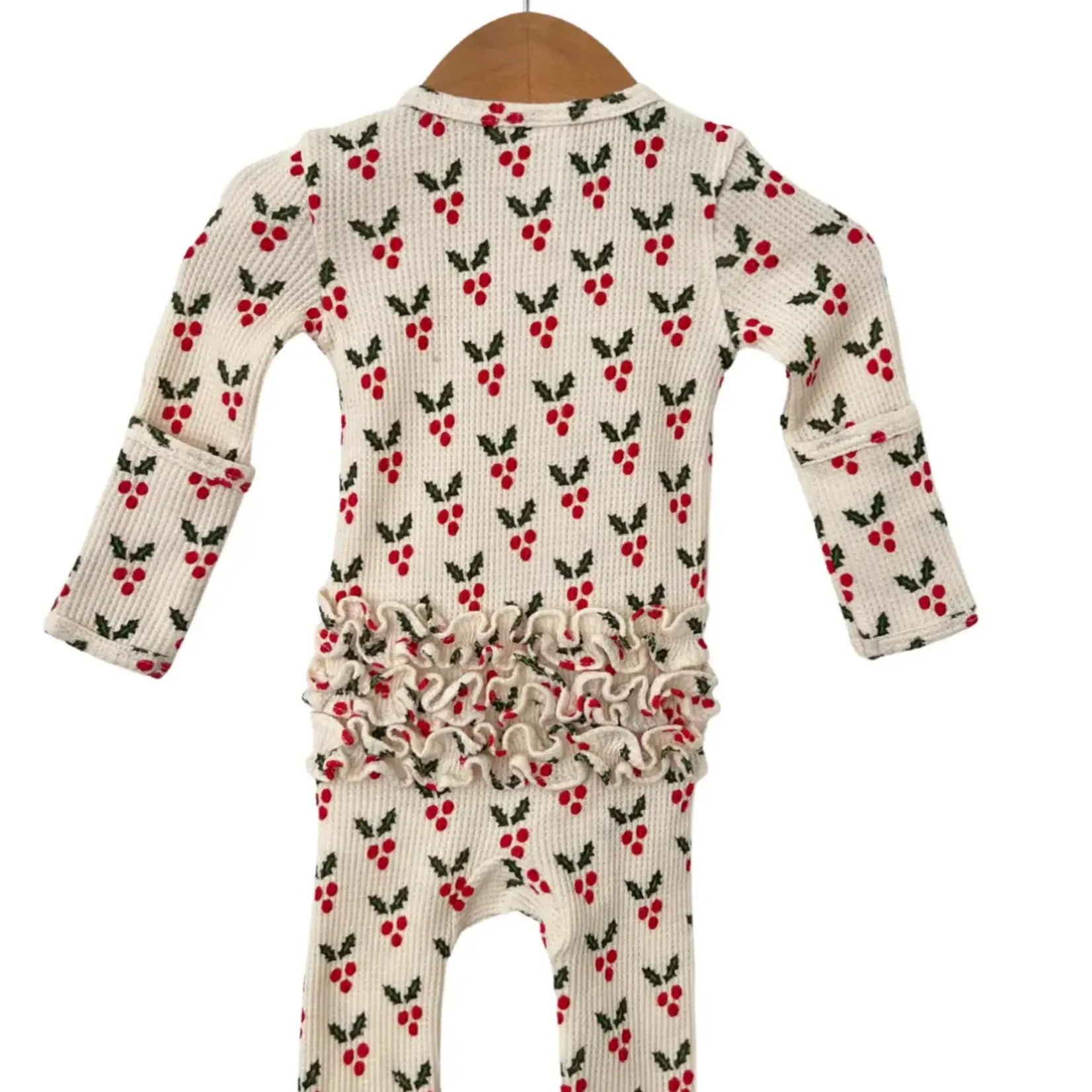 SpearmintLOVE Organic Waffle Ruffle Zip Footie