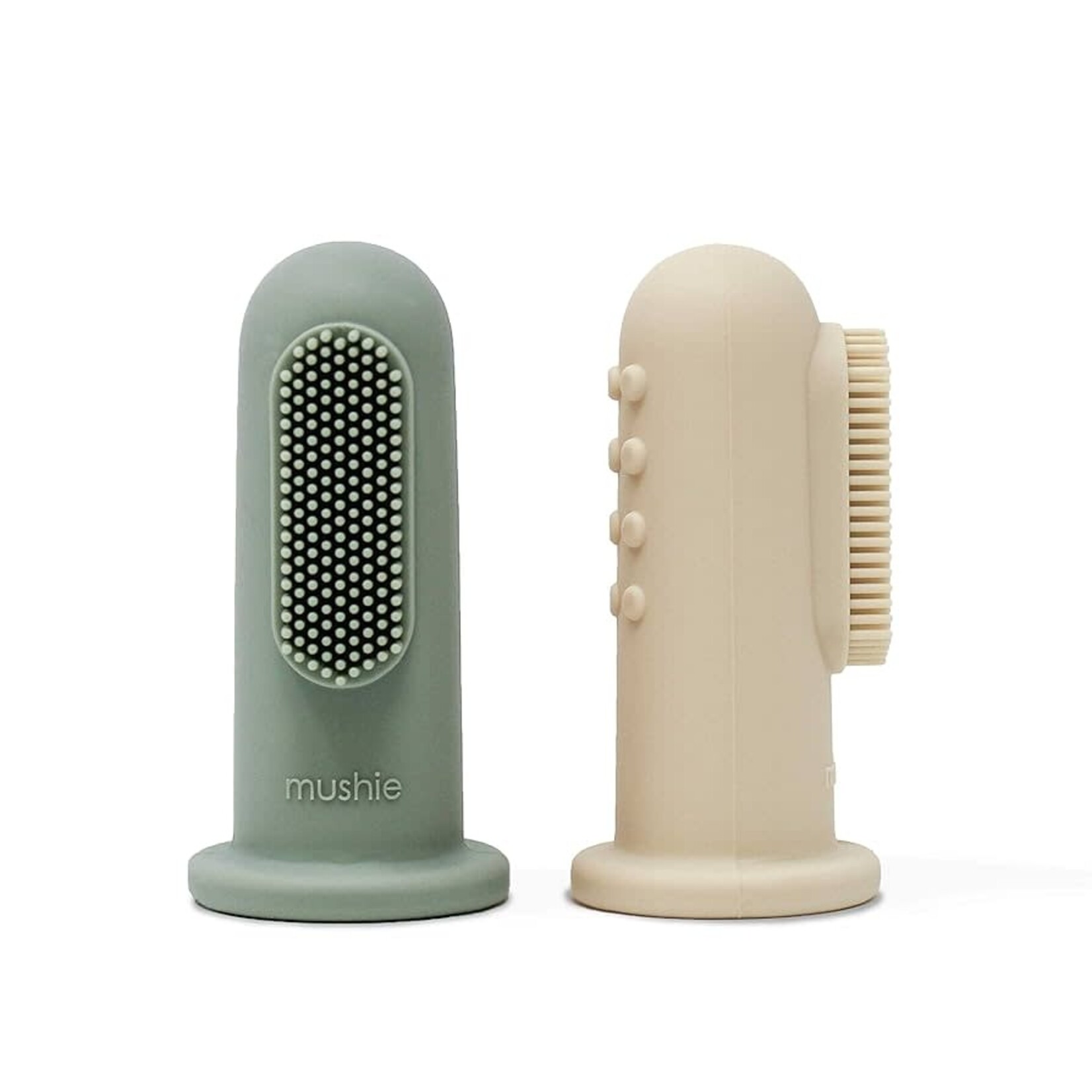Mushie & Co Finger Toothbrush, Shifting Sand/Cambridge Blue