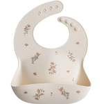 Mushie & Co Silicone Baby Bib, Pink Flowers