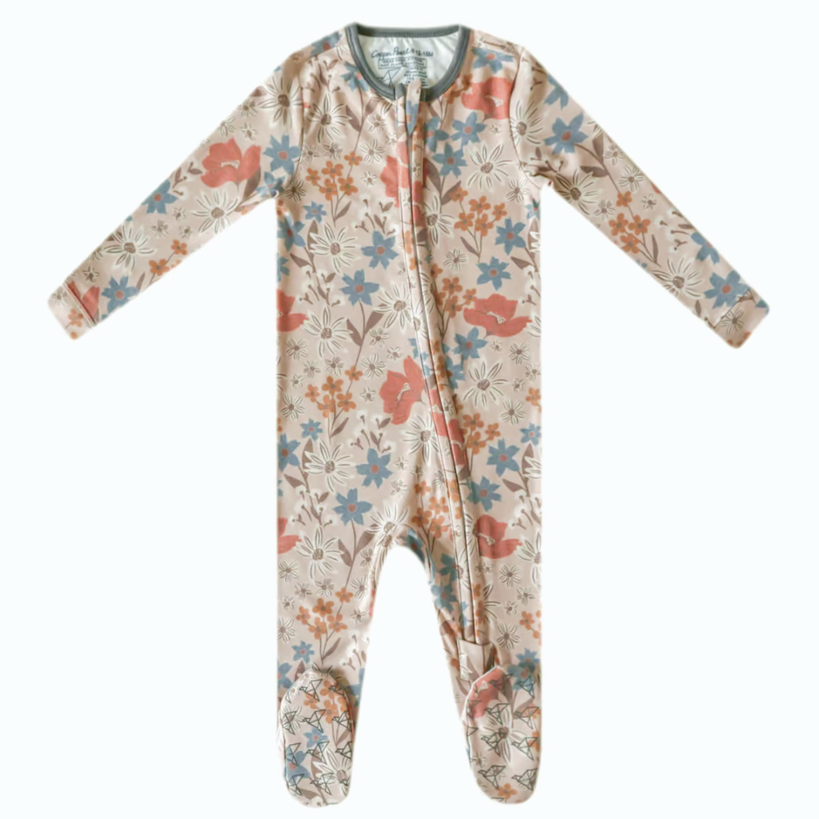 Copper Pearl Zipper Footie - Eden