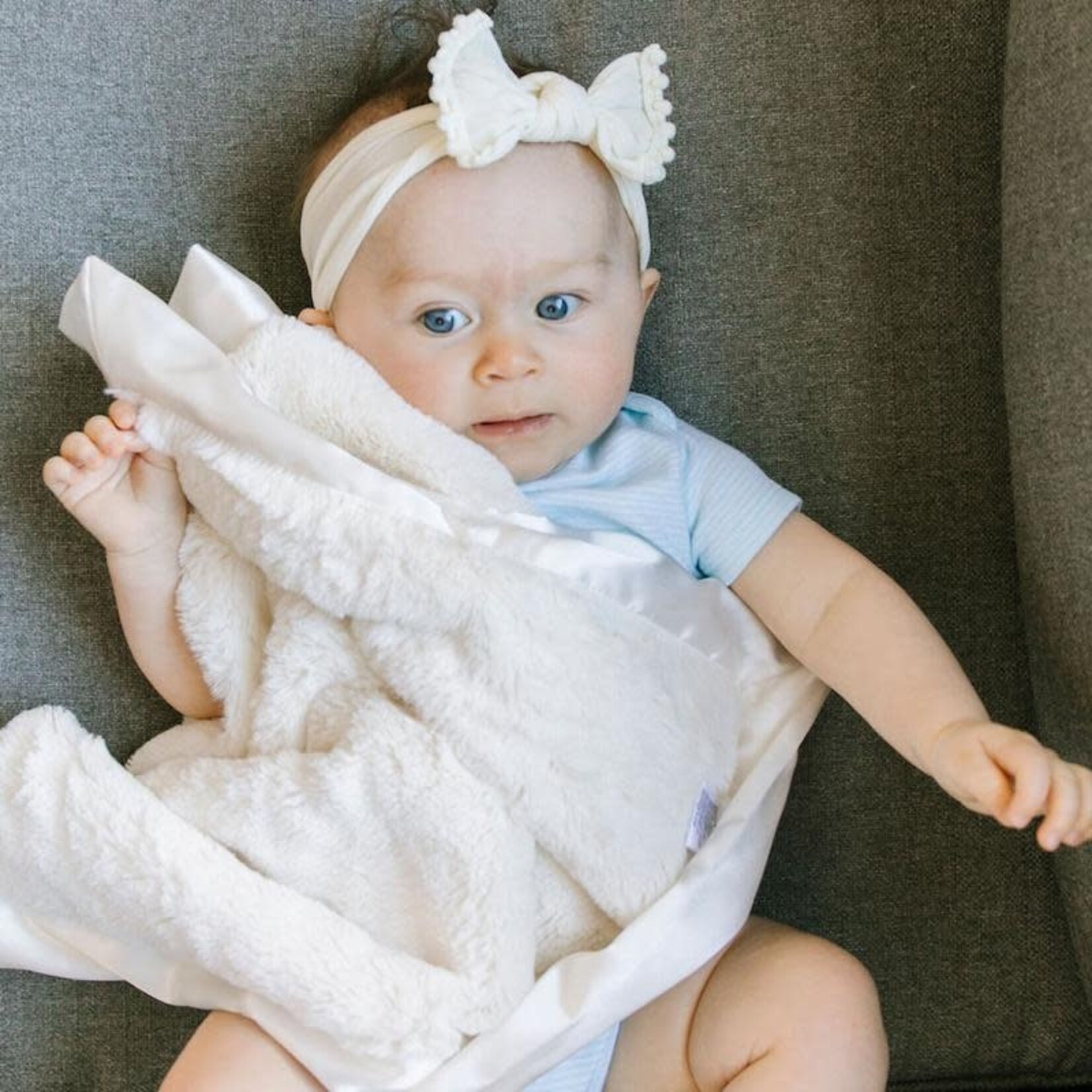 Saranoni Mini Blanket Lush Satin Border | Ivory