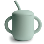 Mushie & Co Silicone Training Cup + Straw, Cambridge Blue