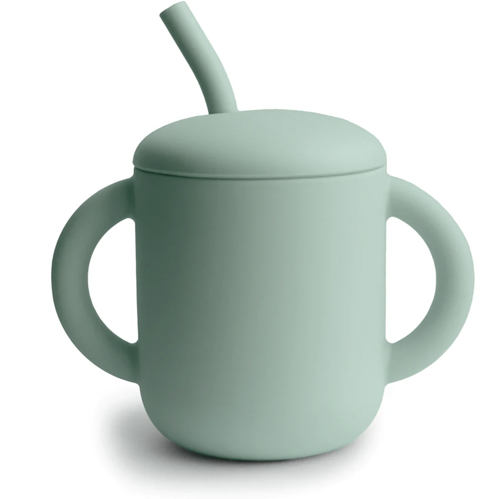 Mushie & Co Silicone Training Cup + Straw, Cambridge Blue