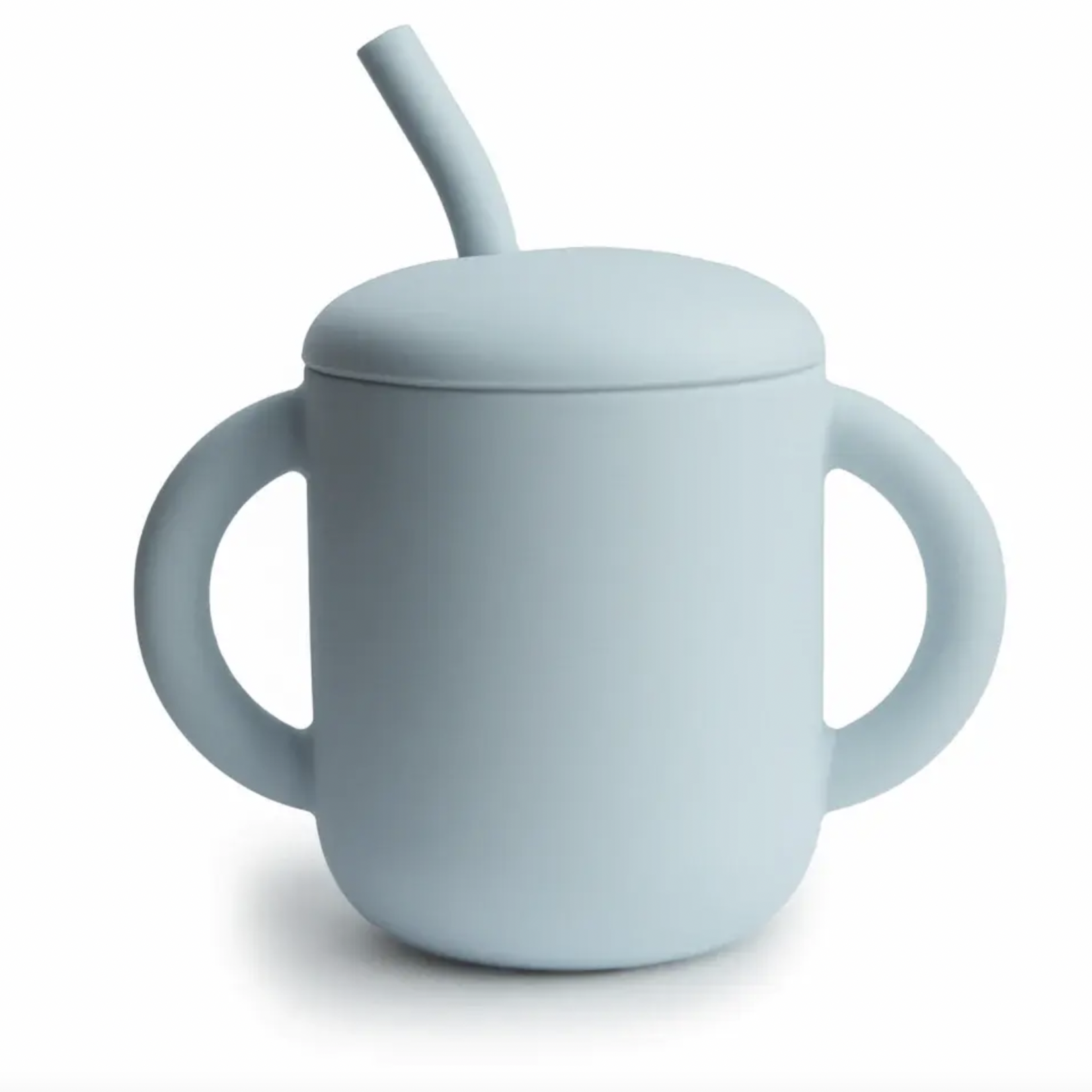 Mushie & Co Silicone Training Cup + Straw, Powder Blue