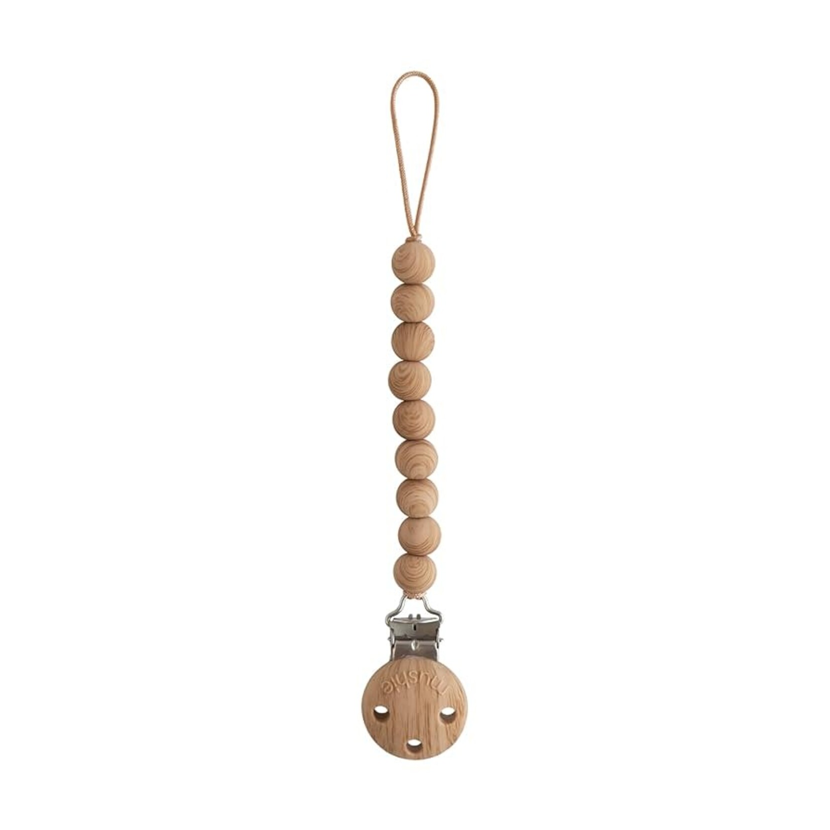 Mushie & Co Pacifier Clip, Hera Faux Wood