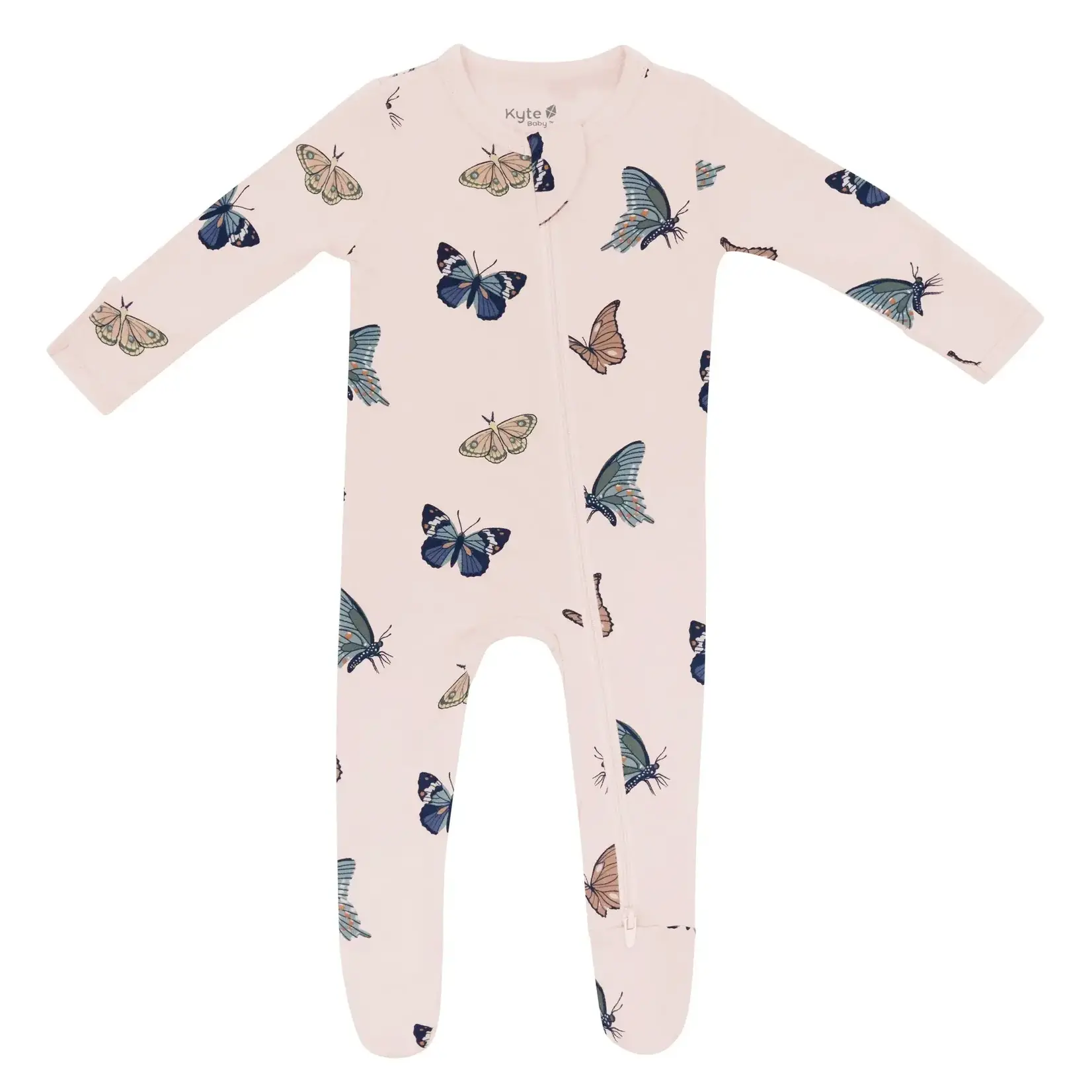 Kyte Baby Zippered Footie in Blush Butterfly