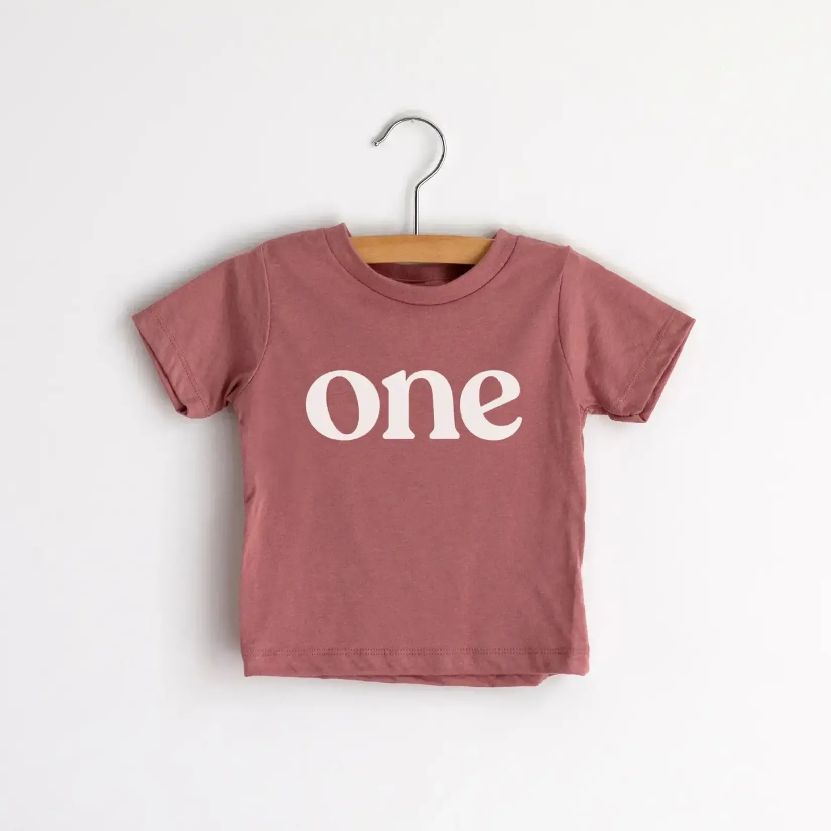 Gladfolk One First Birthday Modern Kids Tee - Mauve 12-18M