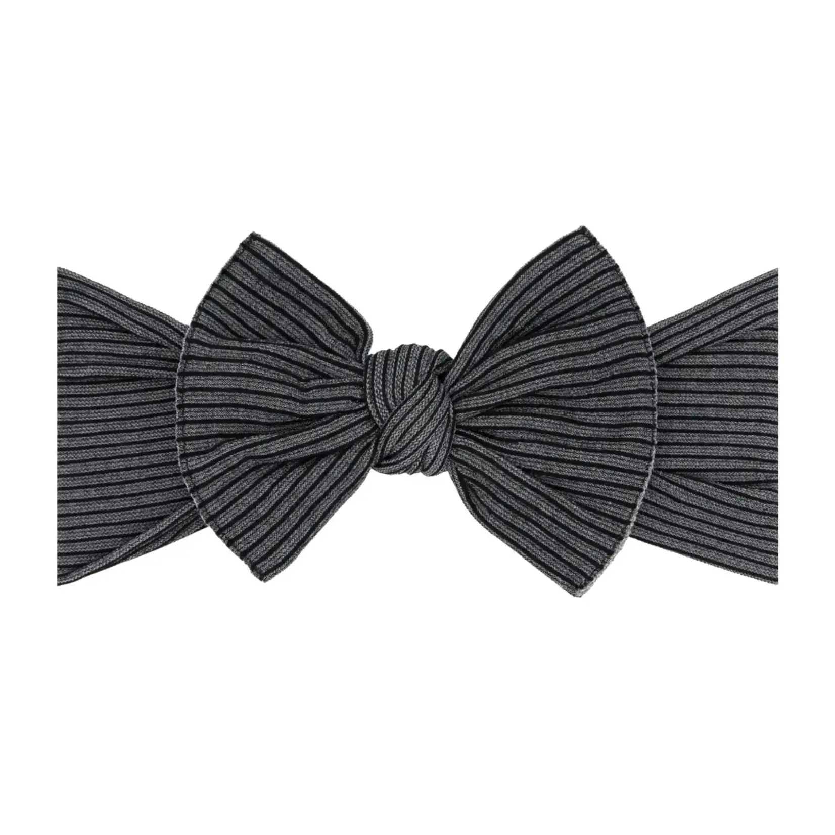 Baby Bling Bows Ribbed Knot: Black/Charcoal