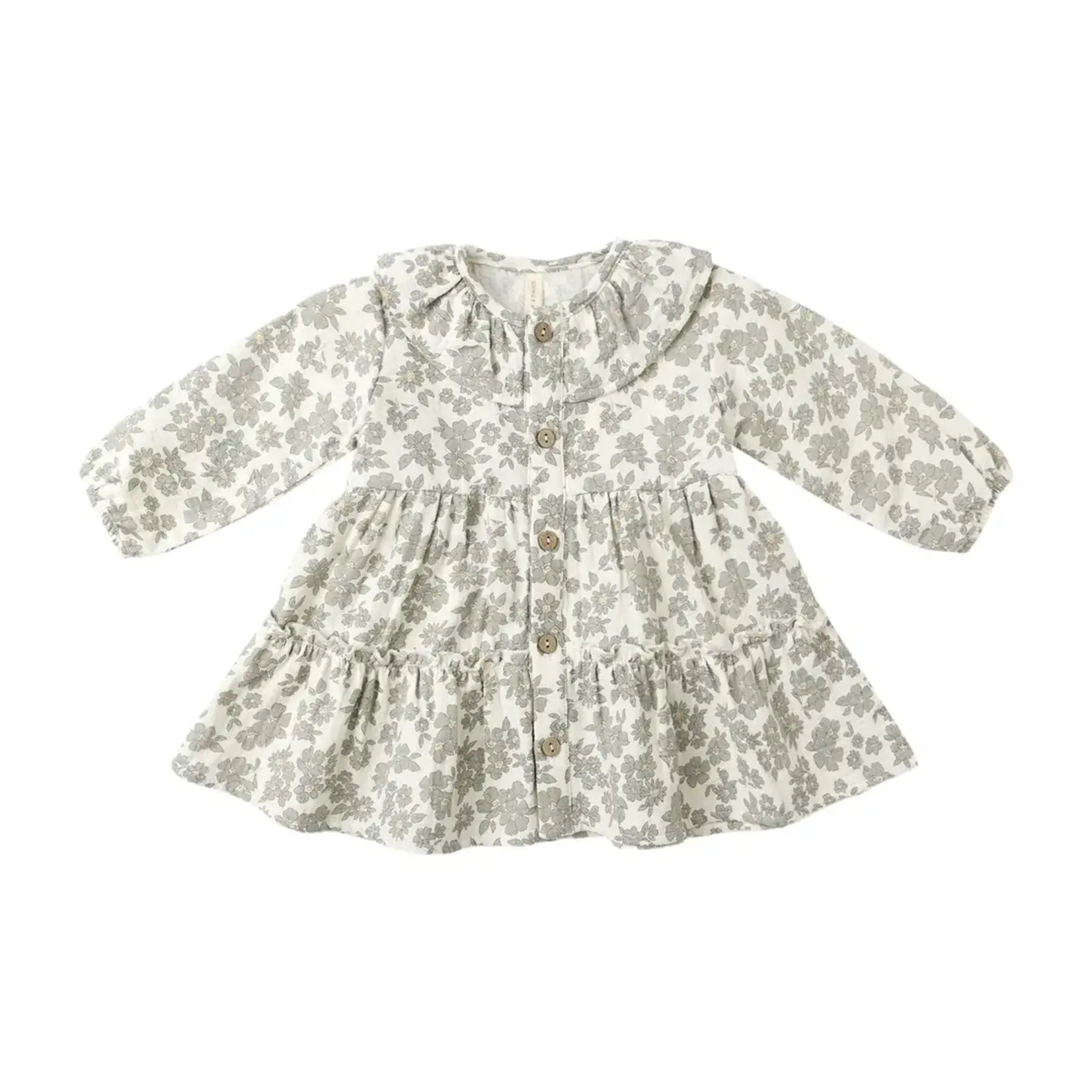 Quincy Mae Ruffle Collar Button Dress | Green Floral