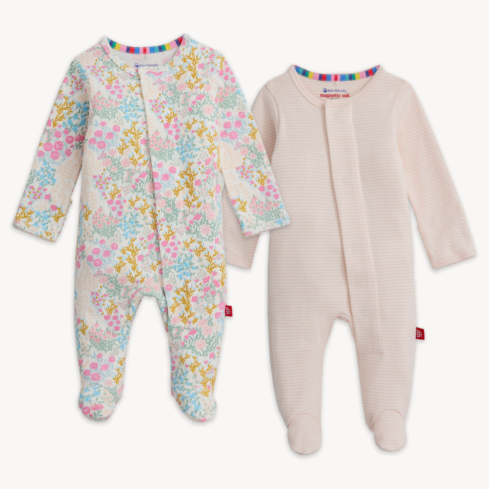 Magnetic Me Magnetic Footie - Pink Stripe (Organic Cotton)