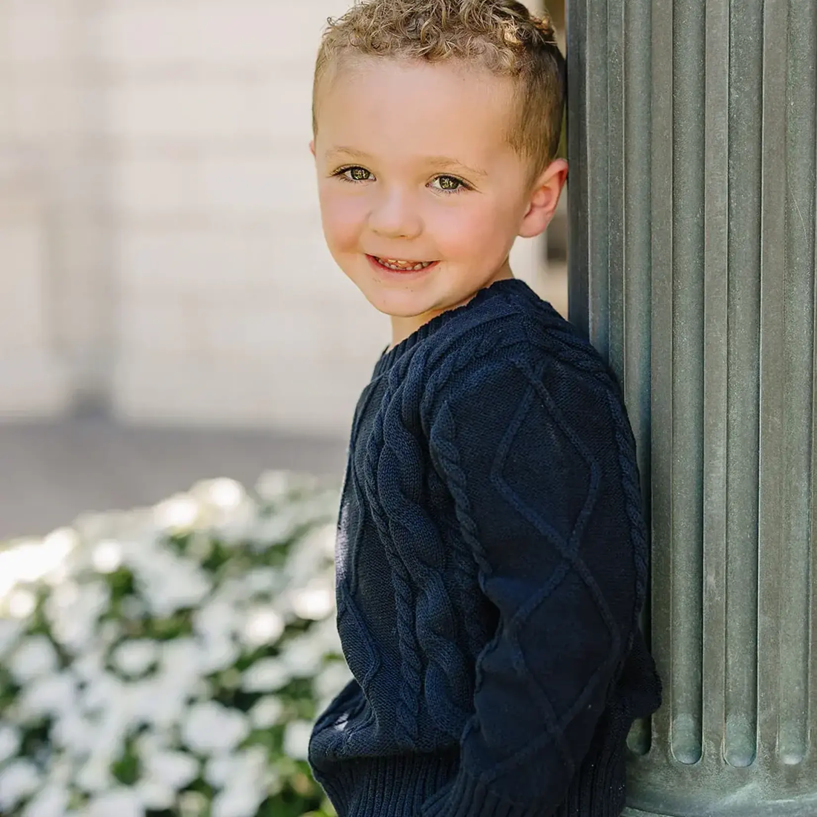 Mebie Baby Navy Cable Knit Sweater