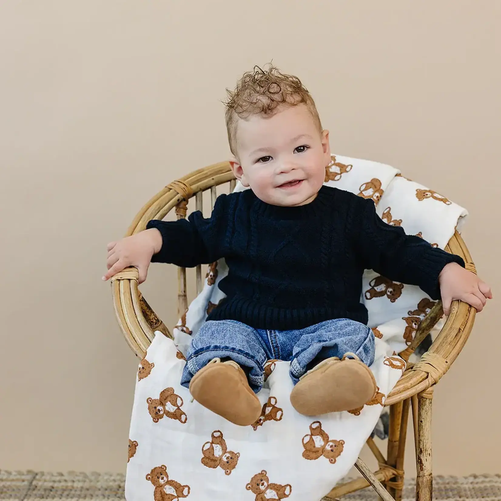 Mebie Baby Navy Cable Knit Sweater