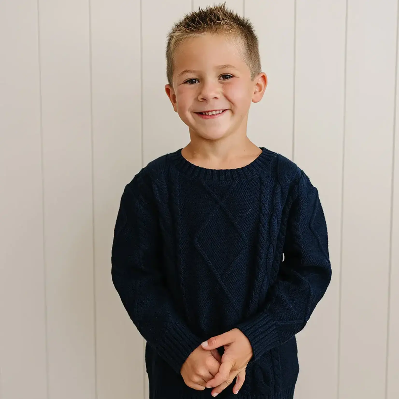 Mebie Baby Navy Cable Knit Sweater