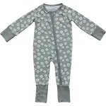 Mebie Baby Bamboo Zipper Romper - Light Green Daisy