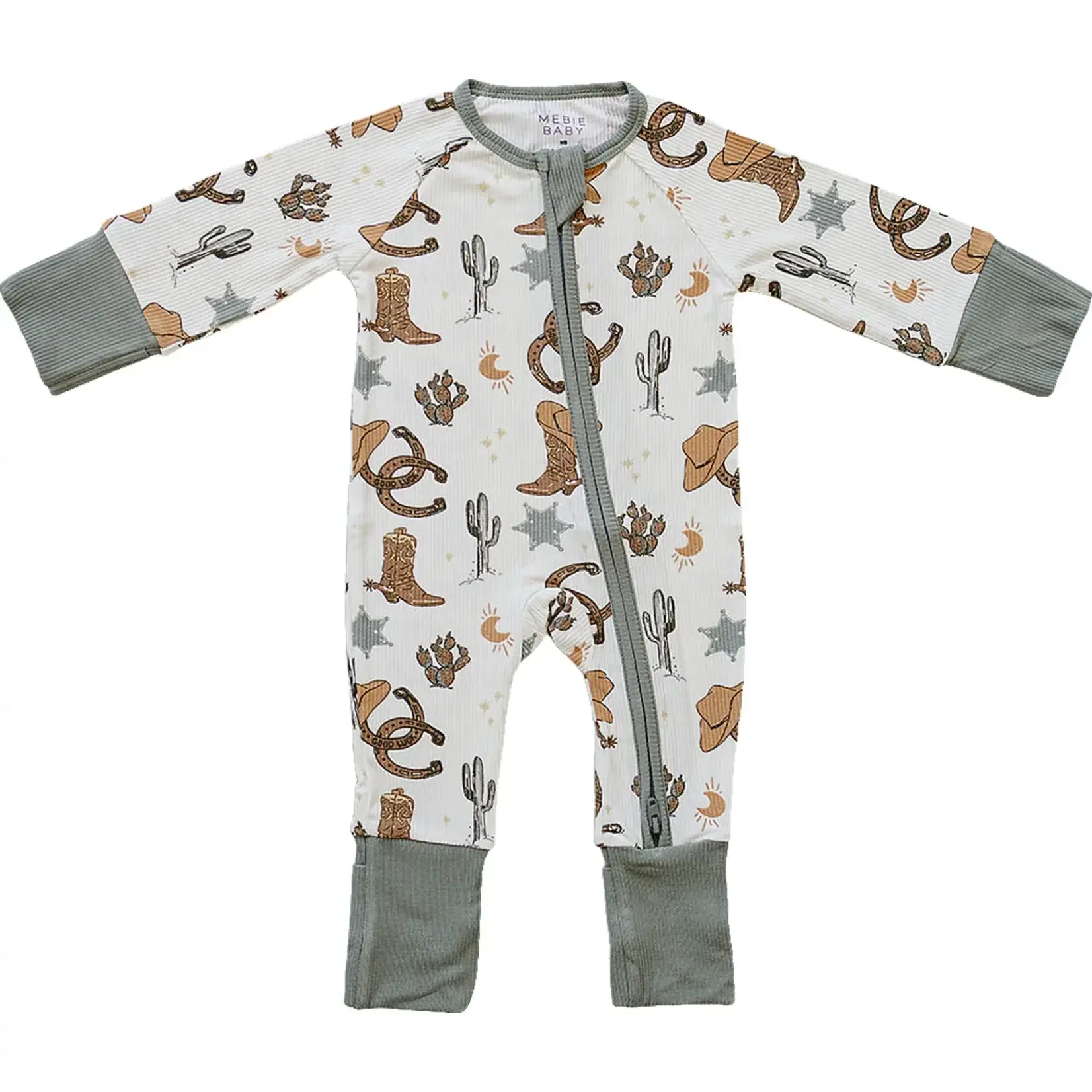 Mebie Baby Bamboo Zipper Romper - Outlaw Cowboy