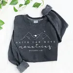 Oat Collective Sweatshirt | Faith Can Move Mountains | Vintage Black