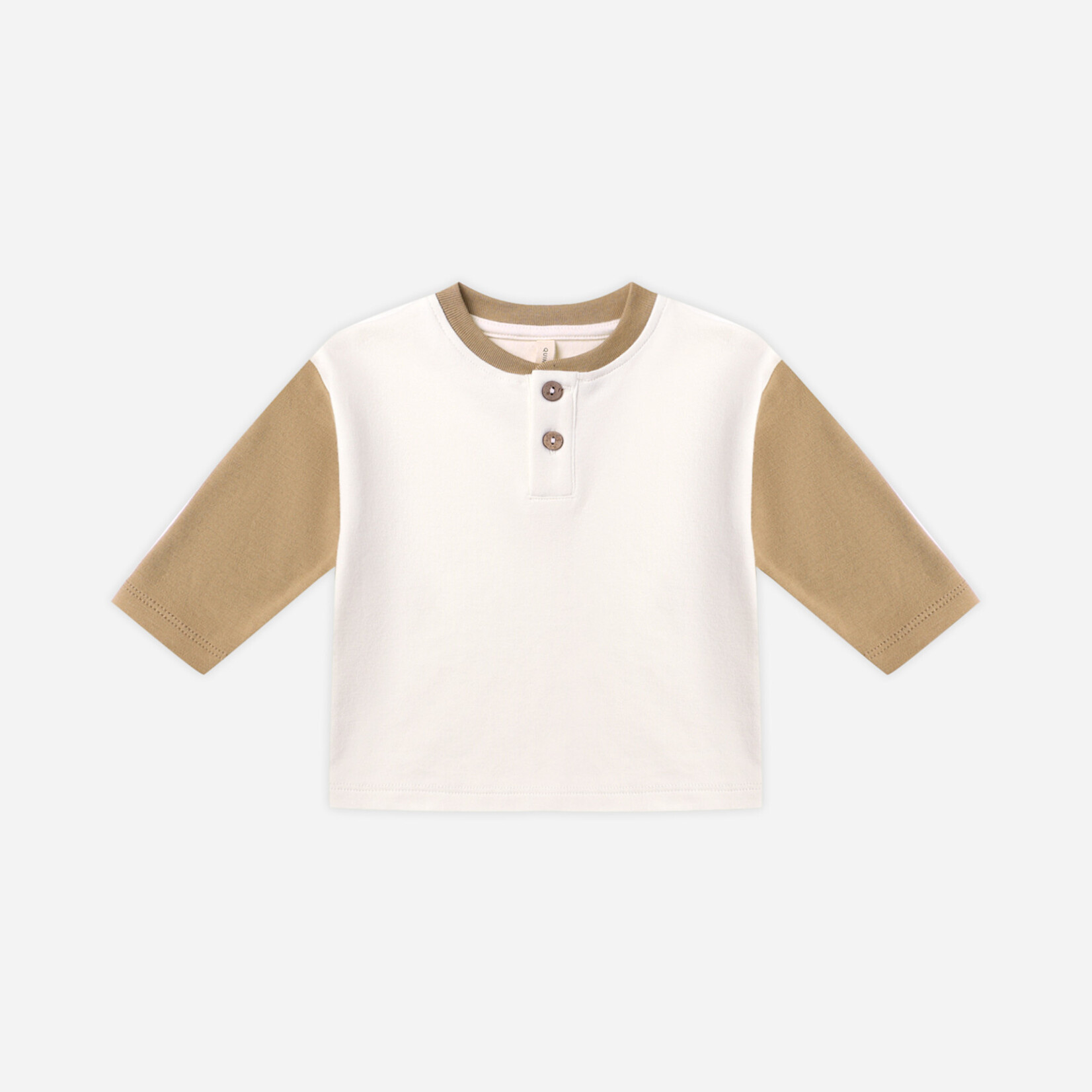 Quincy Mae Long Sleeve Henley Tee | Gold