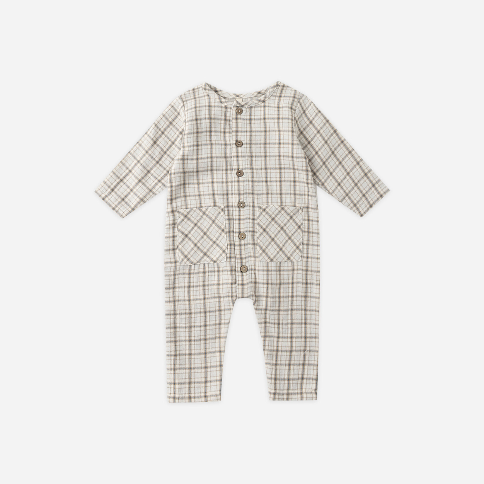 Quincy Mae Pocketed Woven Jumpsuit | Blue Plaid