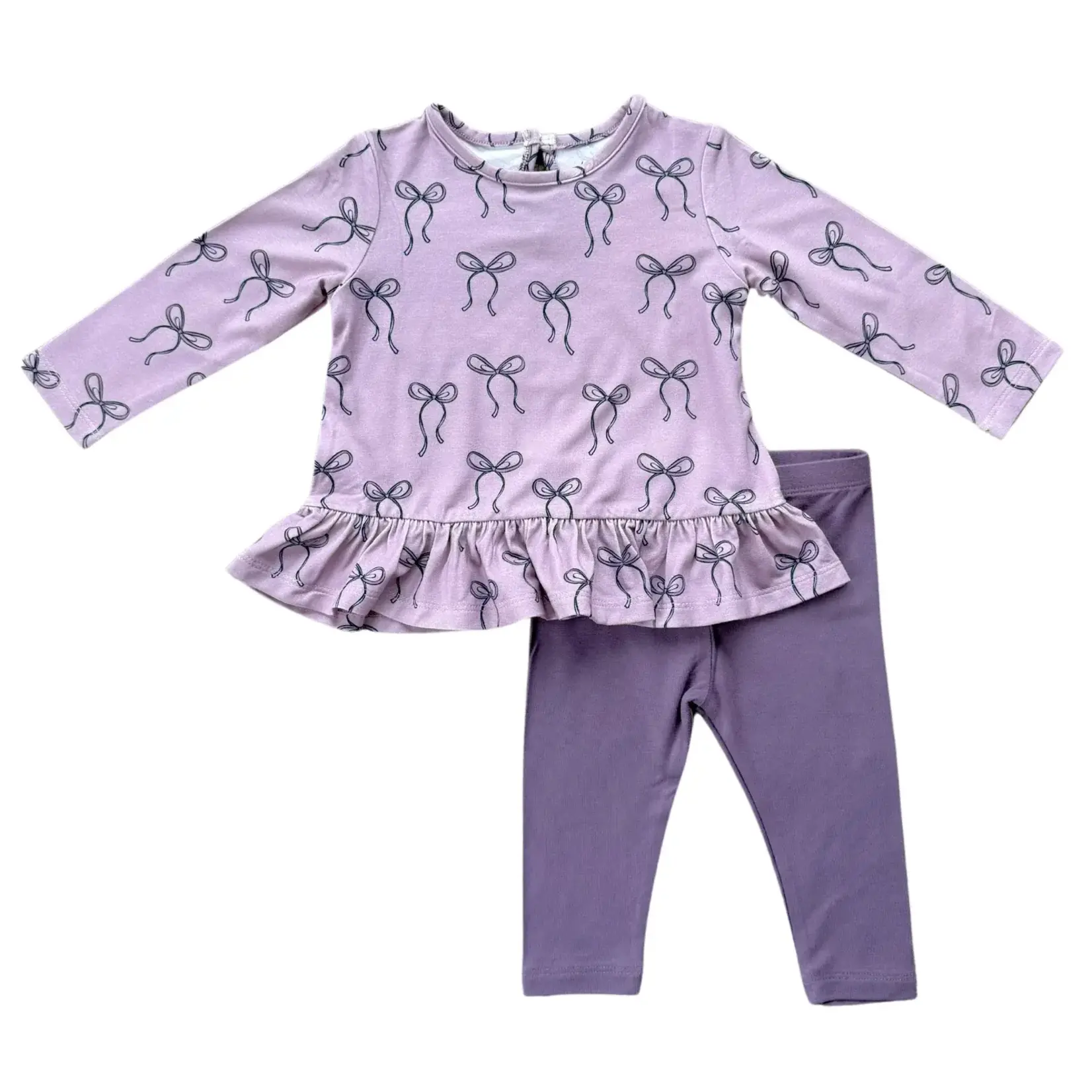 babysprouts clothing company Baby Girl Peplum Top Set | Plum Hair Bow