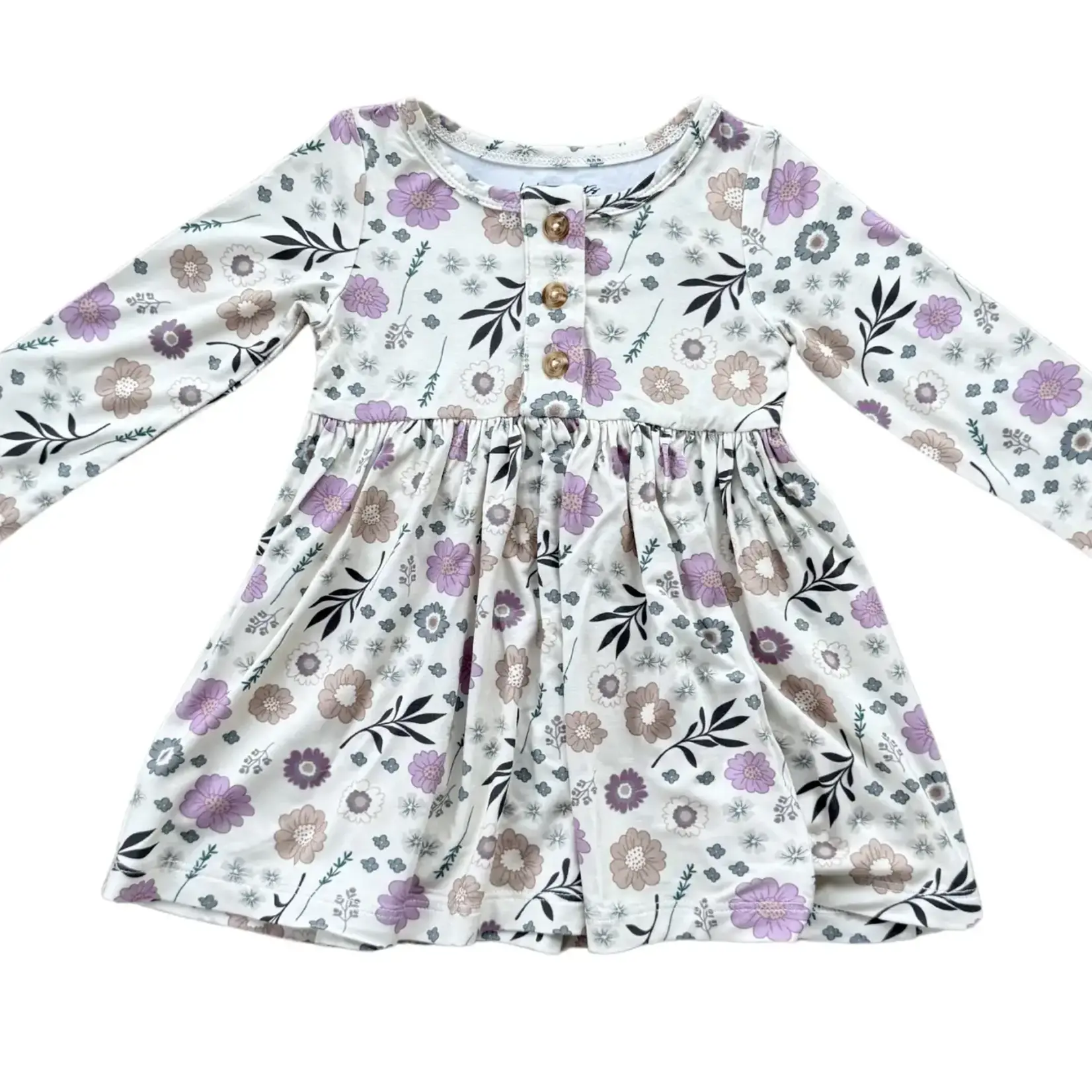 babysprouts clothing company L/S Henley Dress | Winter Floral