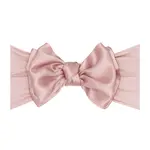 Baby Bling Bows Soft Nylon Headband with Satin Bow - Antique Pink
