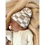 Baby's First Hat BFH | Tan/White Checkerboard Beanie