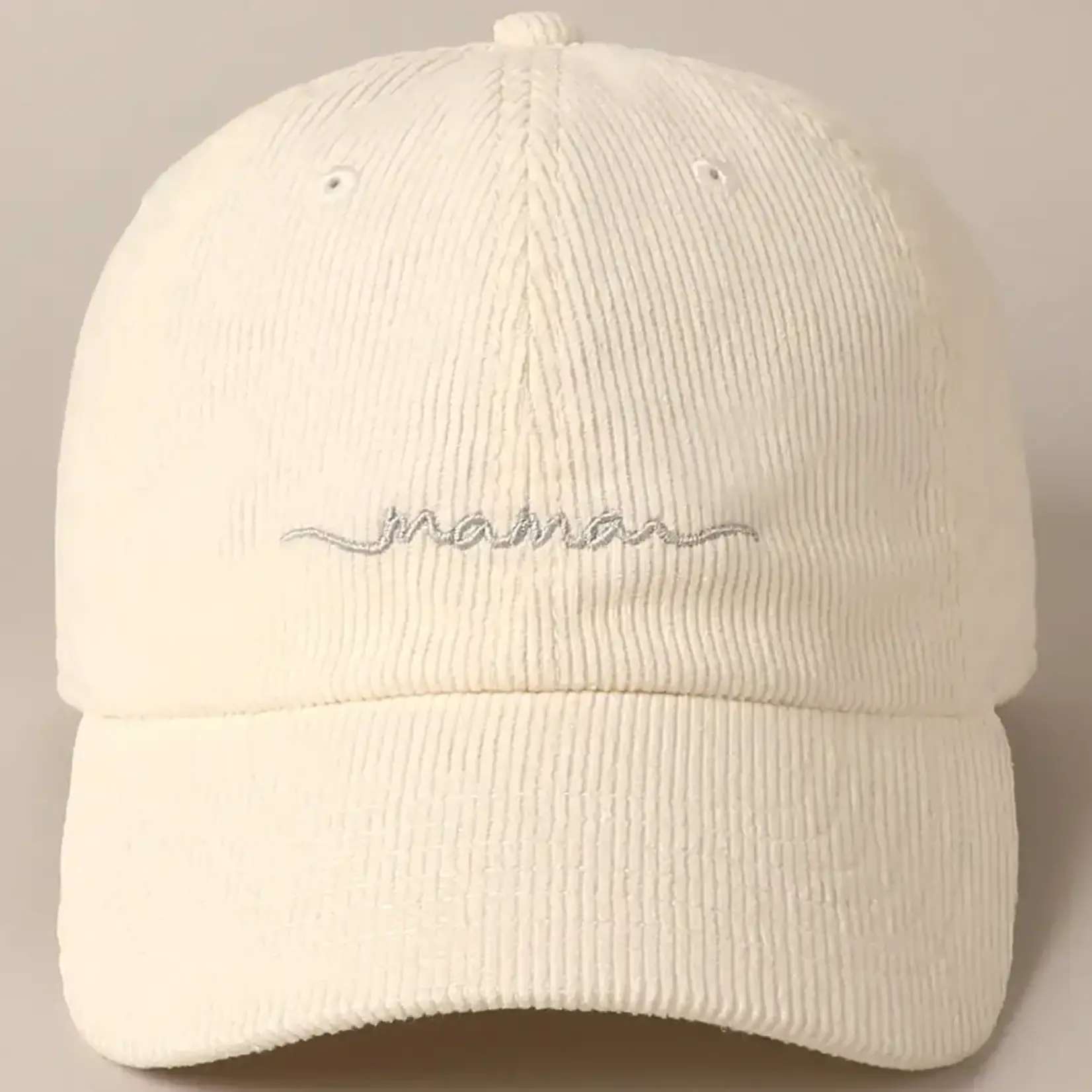 Fashion City Embroidery Corduroy Baseball Cap | Mama Off White