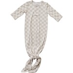 Mebie Baby Knot Gown - Taupe Check Bamboo