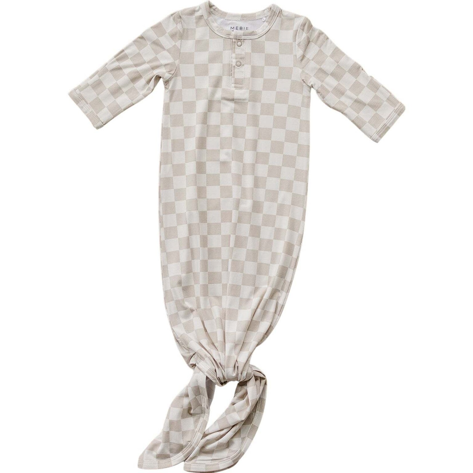 Mebie Baby Knot Gown - Taupe Check Bamboo