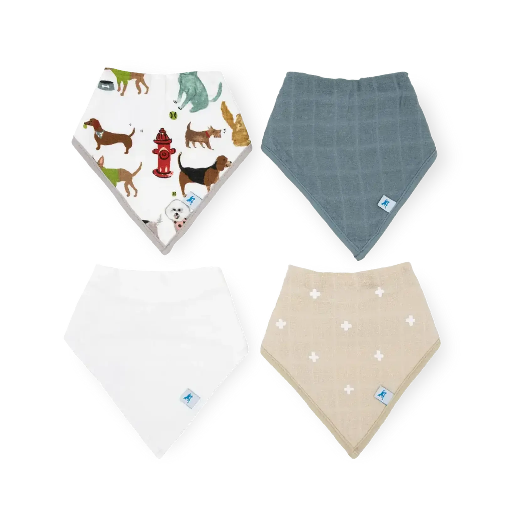 Little Unicorn Cotton Muslin + Fleece Bib 4 Pack - Woof