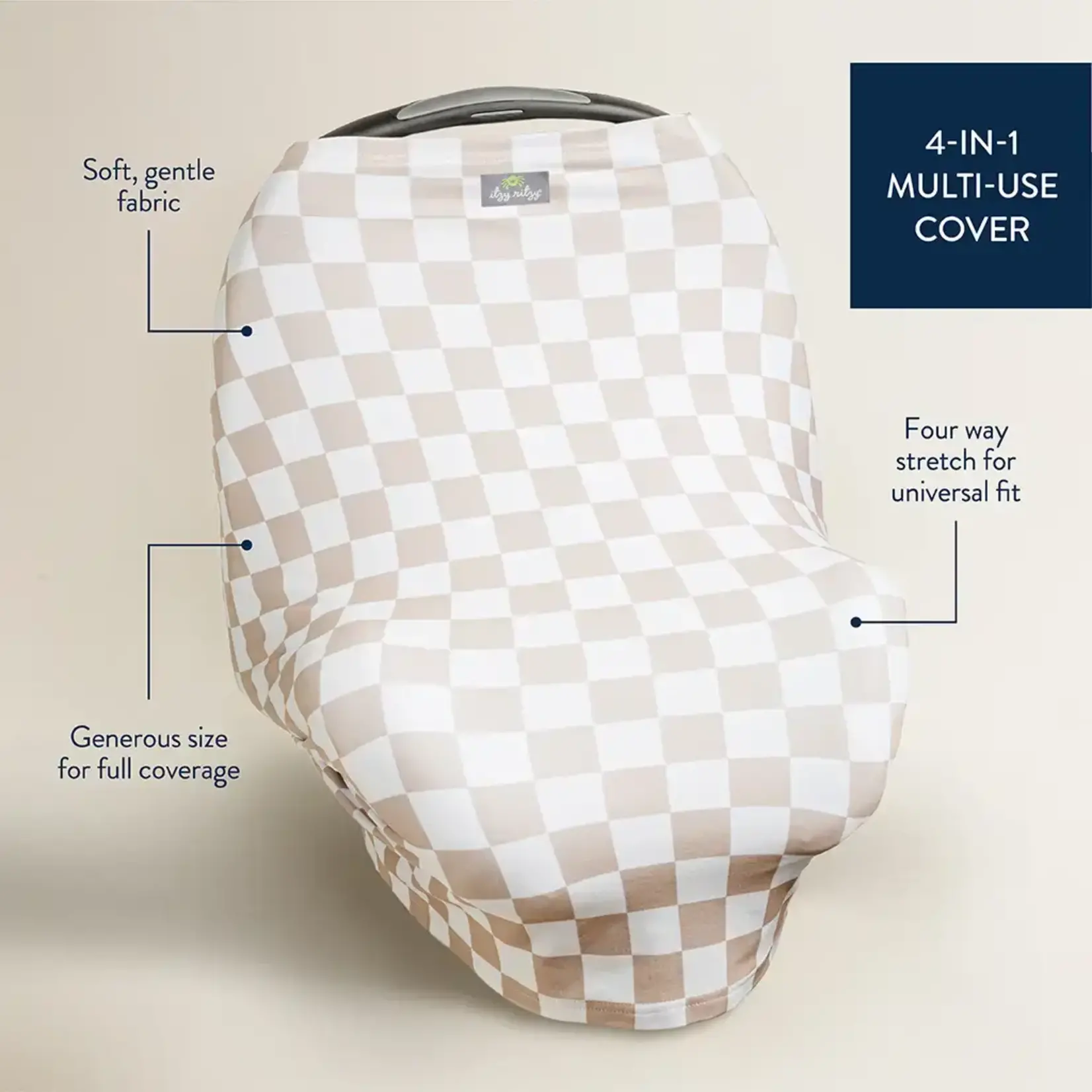 Itzy Ritzy Multi-Use Cover | Taupe Checkered
