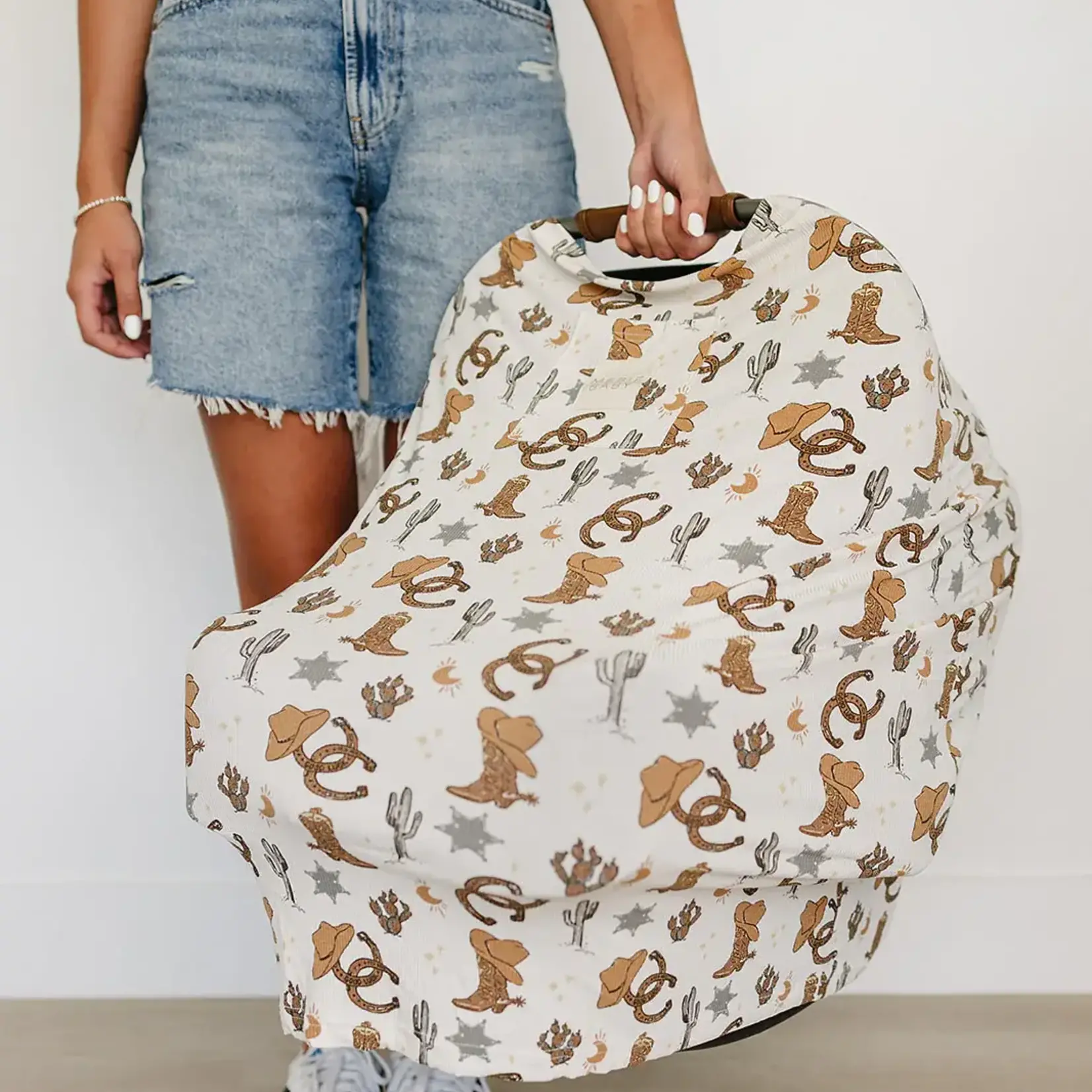 Mebie Baby Ribbed Bamboo Multi-Use Cover - Outlaw Cowboy